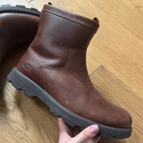 UGG Men's Kennen Waterproof Boot - Brown Leather - Size 10 - Like New - Picture 4 of 12